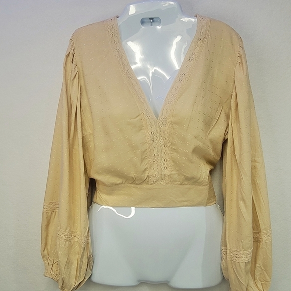 BOG Band of the Free Brie Light Camel Long Sleeve Top Lace Inserts Size … - Picture 11 of 14